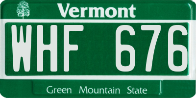 VT license plate WHF676