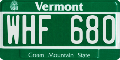 VT license plate WHF680