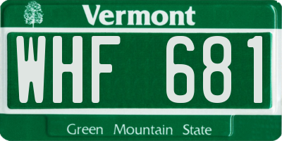 VT license plate WHF681