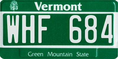 VT license plate WHF684