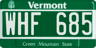 VT license plate WHF685