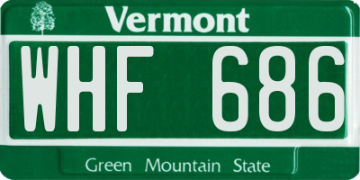 VT license plate WHF686