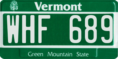 VT license plate WHF689