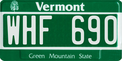 VT license plate WHF690