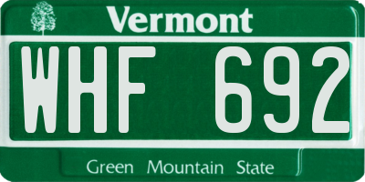 VT license plate WHF692