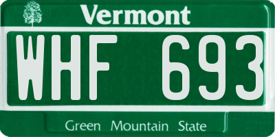 VT license plate WHF693