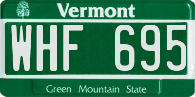 VT license plate WHF695