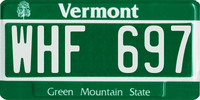 VT license plate WHF697