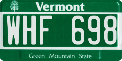 VT license plate WHF698