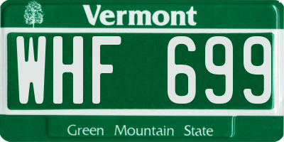 VT license plate WHF699