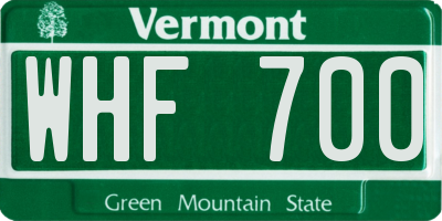 VT license plate WHF700