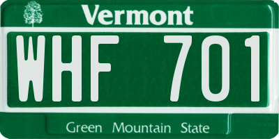 VT license plate WHF701