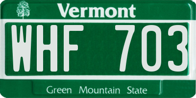VT license plate WHF703