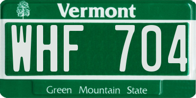 VT license plate WHF704