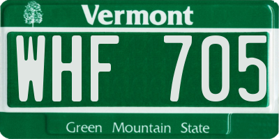 VT license plate WHF705