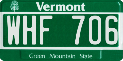 VT license plate WHF706