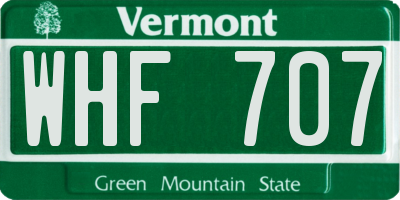 VT license plate WHF707