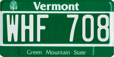 VT license plate WHF708