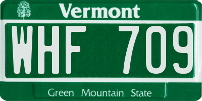 VT license plate WHF709