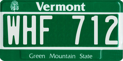 VT license plate WHF712