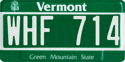 VT license plate WHF714