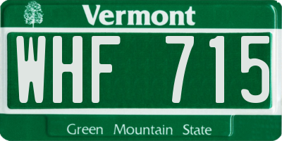 VT license plate WHF715