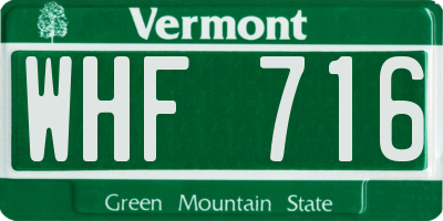 VT license plate WHF716