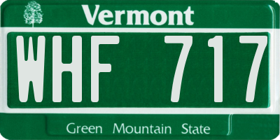 VT license plate WHF717