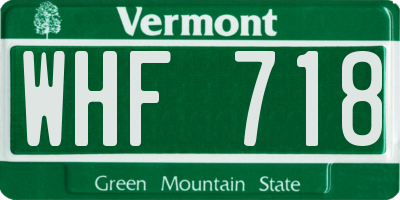 VT license plate WHF718