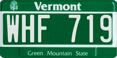 VT license plate WHF719