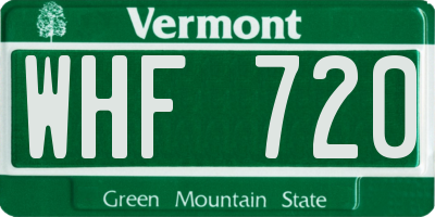 VT license plate WHF720