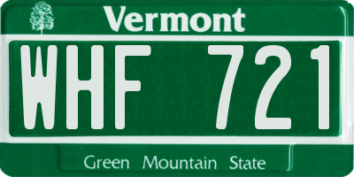 VT license plate WHF721