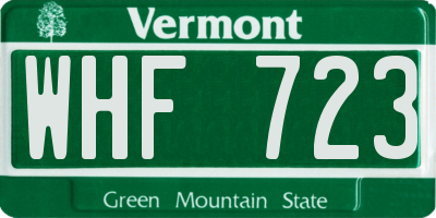 VT license plate WHF723