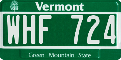 VT license plate WHF724