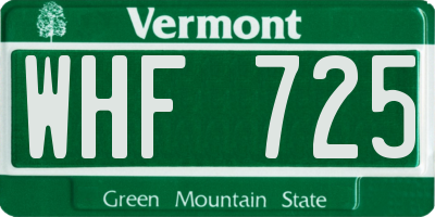 VT license plate WHF725