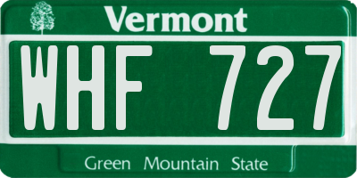 VT license plate WHF727