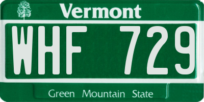 VT license plate WHF729