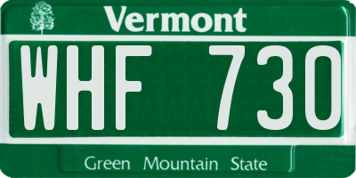 VT license plate WHF730