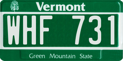 VT license plate WHF731