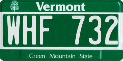 VT license plate WHF732