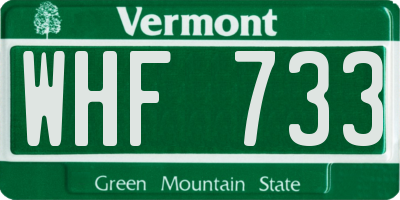 VT license plate WHF733