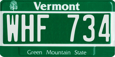 VT license plate WHF734