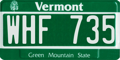 VT license plate WHF735