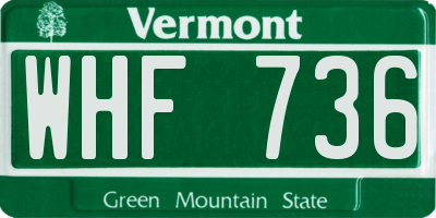 VT license plate WHF736