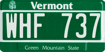 VT license plate WHF737
