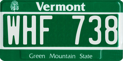 VT license plate WHF738