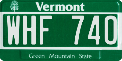 VT license plate WHF740