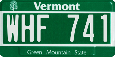 VT license plate WHF741