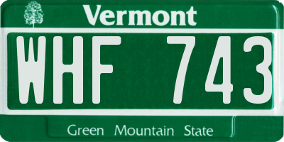VT license plate WHF743