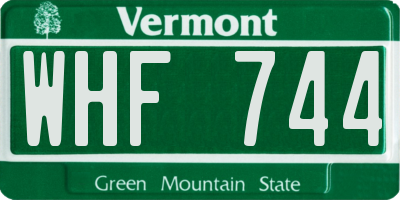 VT license plate WHF744